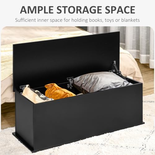 HOMCOM 39.4" Modern Storage Chest, Lift Top Storage Bench, Black