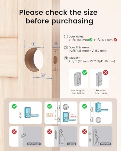 Keypad Keyless Entry Door Lock with Handle Smart Electronic Locks Deadbolts