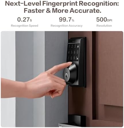 Keylynx 4-in-1 Smart Door Lock with APP Control, Fingerprint Door Locks with Keypad Deadbolt, Keyless Entry Door Lock with Auto-Locking, 16-Month Battery Life Deadbolt Lock, Easy Installation