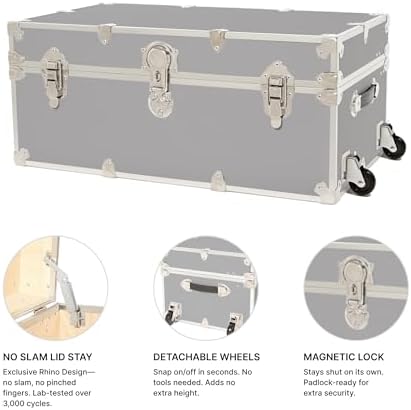 Rhino Classic XXL Storage Trunk with Wheels, Dorm Chest, Bench Coffee Table