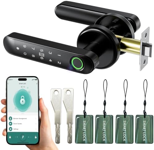 Fingerprint Door Lock with Keypad, Smart Biometric Door Knob for Bedroom