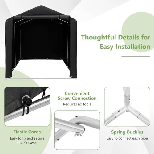Goplus Portable Storage Shed, 7 x 5.2 x 5.4 Ft Heavy Duty Motorcycle Shed