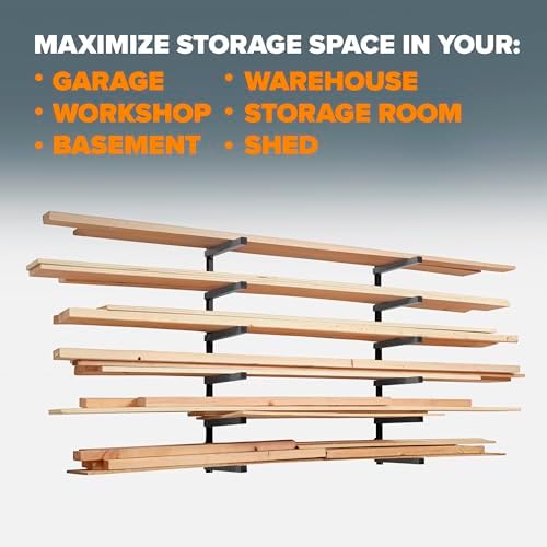 BORA Wood Rack, 6-Level Wall Mount Lumber Storage Rack for Wood Storage