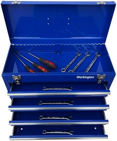 Workington Portable Metal Tool Chest with 4 Drawers, 20" 4-Drawer Tool Chest Cabinet with Ball Bearing Drawer Slides, Steel Tool Storage Box Organizer 4004 Blue