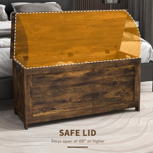 HOMCOM Storage Bench Cut-Out Handles 39.4" x 15.7" x 18.9" Rustic Brown