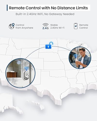 TEEHO TE011W WiFi Keypad Deadbolt, Smart Locks for Front Door, Satin Nickel