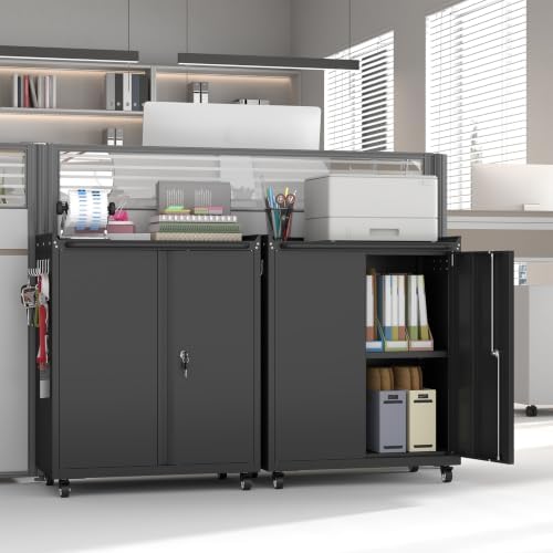Metal Garage Storage Cabinet with Wheels, Lockable Rolling Tool Cabinet