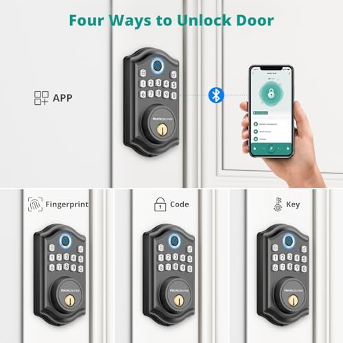 AkaGear DS10 Pro Keyless Entry Door Lock with Fingerprint, Matte Black