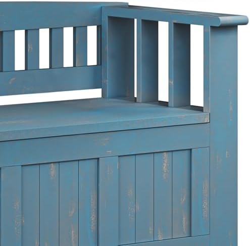 SIMPLIHOME Acadian 48" Wide Solid Wood Storage Bench in Coastal Blue