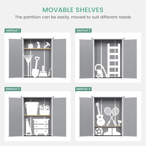 UDPATIO 51 Cu.ft Vertical Outdoor Storage Shed with Shelving Brackets,Grey