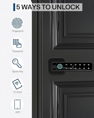 Buoan 5-in-1 Smart Fingerprint Door Lock, Keyless Entry Digital Knob