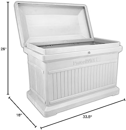 RTS Home Accents ParcelWirx Premium Horizontal Storage Cabinet/Lockable Package Delivery Box with Hinged Lid, Slate Grey