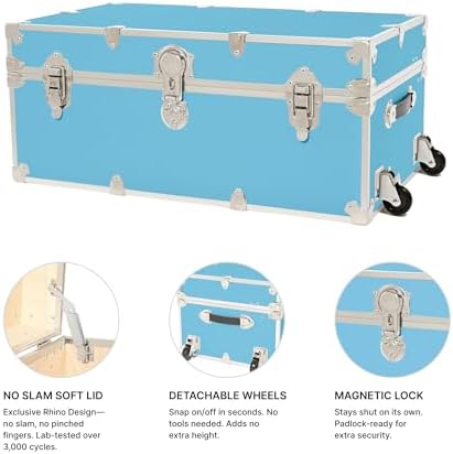 Rhino Classic Camp & College Trunk with Wheels, Footlocker, Dorm Storage