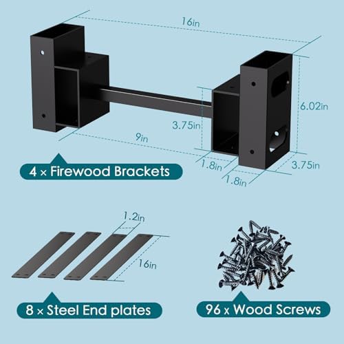 Eibikdi Firewood Rack Outdoor, Black, Set of 2
