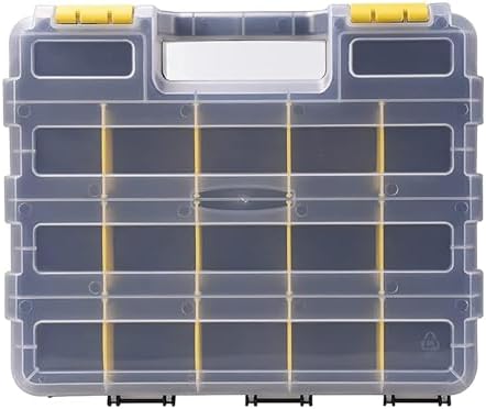 AIDY-PRO Tools Box Organizer Double Side 34 Compartments Hardware Organizers with Removable Plastic Dividers for Screws Nuts Nails