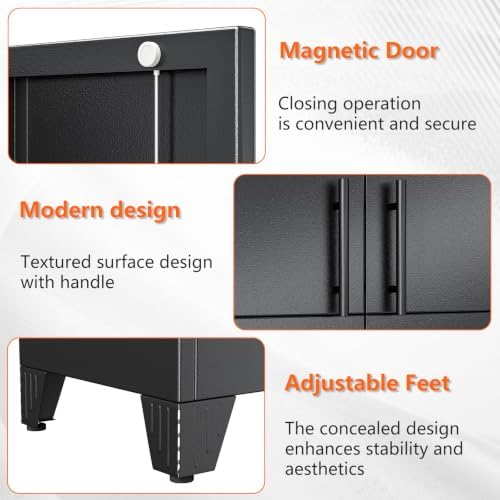 Metal Garage Storage Cabinet, 71" H Lockable Tool Cabinet with Doors
