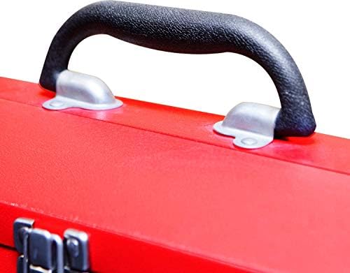 BIG RED TB101 Torin 19" Hip Roof Style Portable Steel Tool Box with Metal Latch Closure and Removable Storage Tray, Red, 19.1" x 6.1" x 6.5"