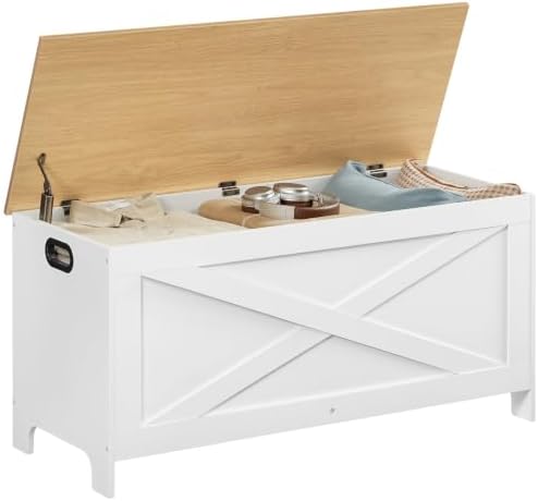 MAHANCRIS 39.4" Storage Chest with Lid, Storage Bench with Safety Hinges