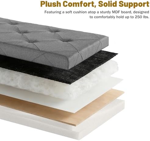 DUMOS Storage Ottoman Bench, 43.3 Inch End of Bed Bench for Living Room