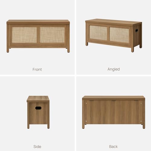 SICOTAS Rattan Storage Chest Set of 2 39.4" Storage Bench for Bedroom
