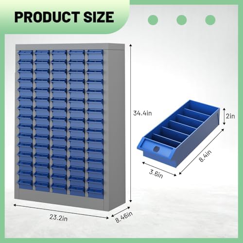 Yeeoy 75 Drawers Parts Cabinet, Nut and Bolt Storage Organizer, Grey