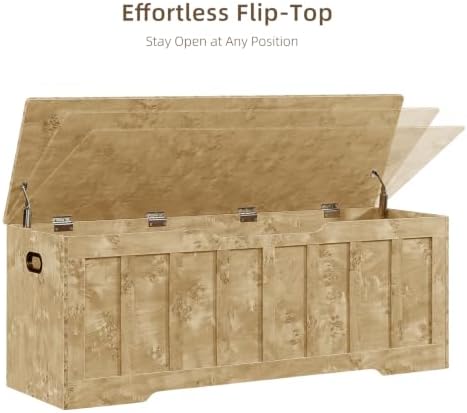 VANKILEY 51.2" Storage Chest Extra Large,Wooden Storage Bench(Rustic Gold)