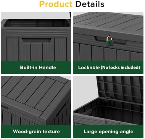 EasyUp 50 Gallon Outdoor Storage Box Waterproof Lockable Deck Boxes