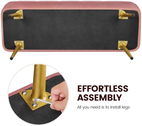 Yaheetech Storage Ottoman Bench for Bedroom, Velvet End of Bed Bench, Pink