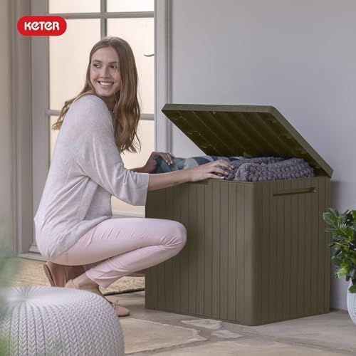 Keter City 30 Gal Outdoor Storage Box and Patio Side Table