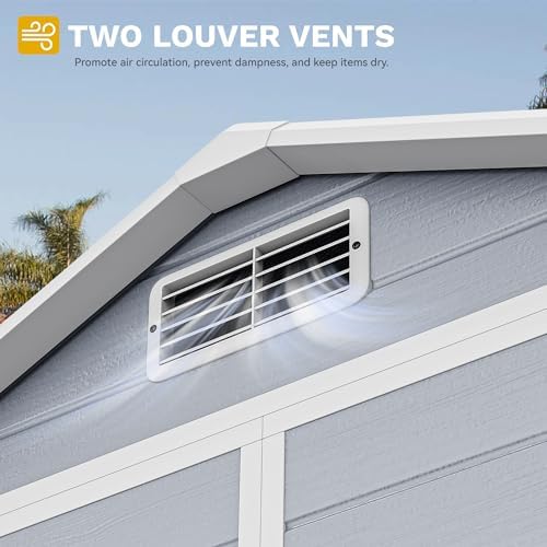 DWVO 6X4FT Resin Outdoor Storage Shed with Floor, Window & Vents, Tool Shed