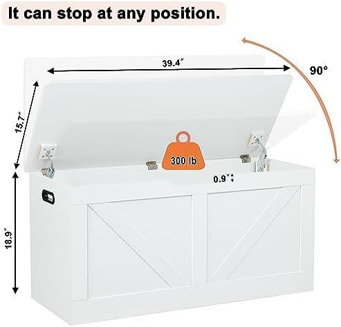 Timberer 39.4" Storage Chest, Wooden Storage Bench, Large Storage Trunk