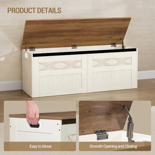 Hzuaneri 47" Farmhouse Storage Chest and Bench | 59 Gal | 330lb Seat