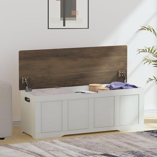Timberer 47.2" Storage Chest Extra Large Storage Bench with 2 Safety Hinges