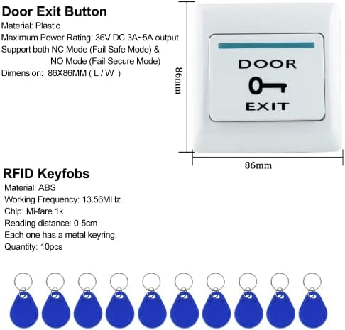 WiFi Access Control System Smart Tuya APP RFID Access Controller IP68 Waterproof 125KHz 13.56MHz Reader + Power Supply +10pcs Keyfobs (Without Lock)