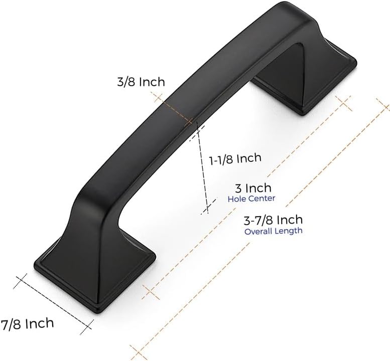 Ravinte Cabinet Pulls 3 Inch Matte Black Kitchen Cabinet Handles 30 Pack | Drawer Pulls Kitchen Cabinet Hardware Black Cabinet Drawer Handles Arch Pull Solid Big Square Foot