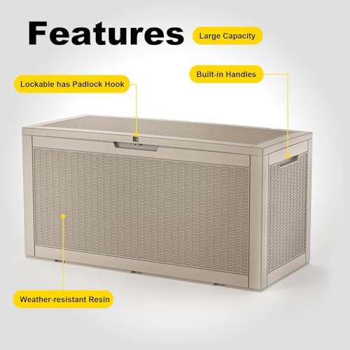 EasyUp 120 Gal Deck Box Waterproof Outdoor Storage Box Gray