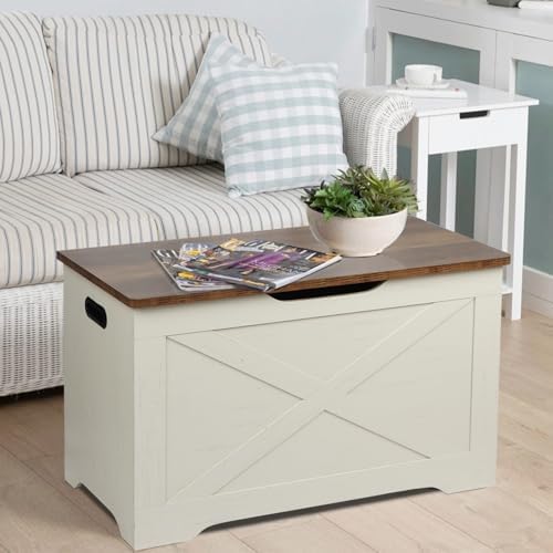 Timberer 31.5" Storage Chest, Wooden Storage Bench, Entryway Shoes Bench