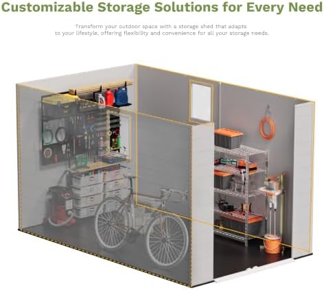 Patiowell 6X10 FT Plastic Outdoor Storage Shed with Floor, Light Grey
