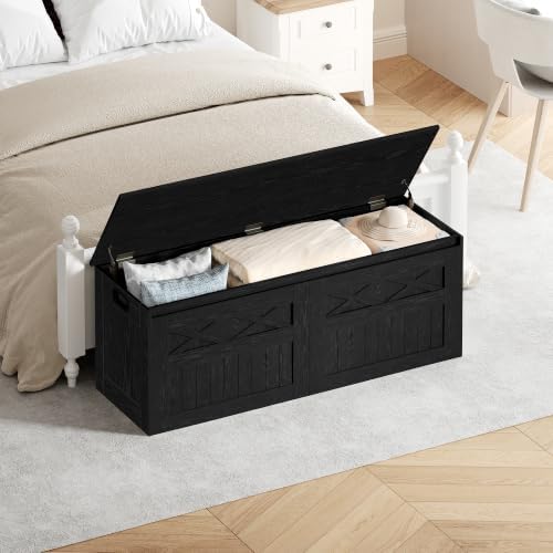 Hzuaneri 47 inches Rustic Storage Chest and Bench | 59 Gal | 330lb Seat