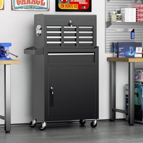 Crownland 5-Drawer Rolling Tool Chest with Wheels, Black