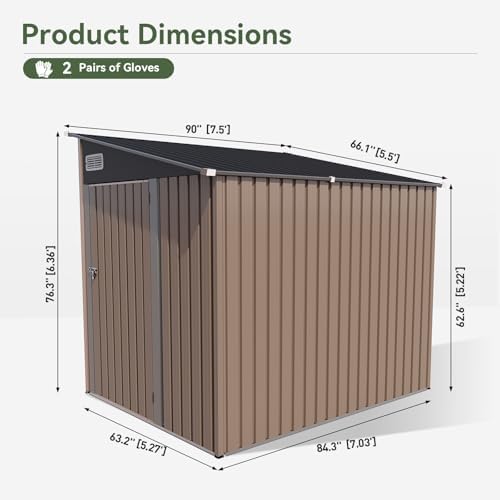 Aoxun 8x6 FT Lean to Shed for Backyard,Brown
