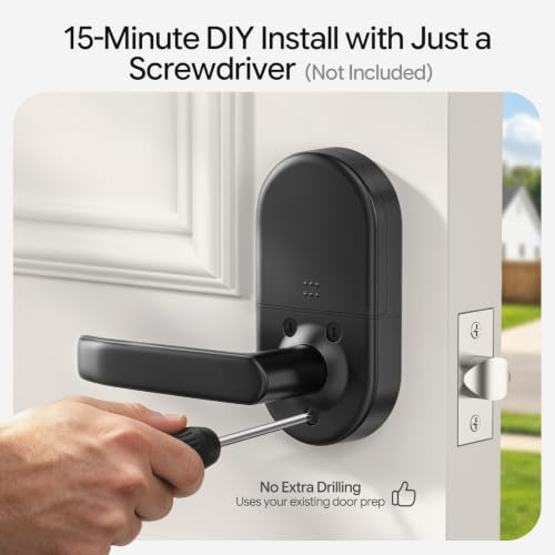 Keypad Door Lock with Handle, Smart Keyless Entry with Code for Front Door