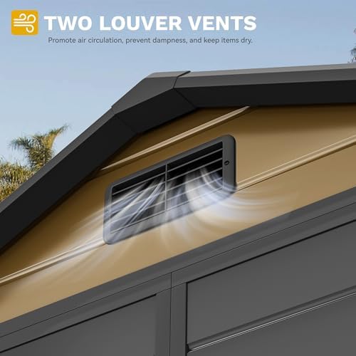 DWVO 6x4 FT Resin Outdoor Storage Shed with Floor, Windows & Vents