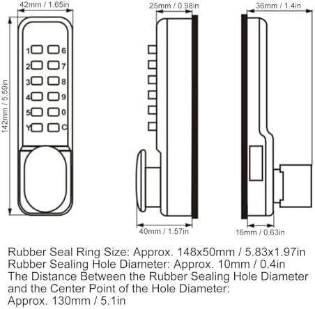 Qivine Mechanical Keyless Door Lock, Push Button Keypad Lock 1-11 Digitals