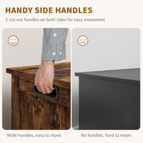 HOMCOM Storage Bench Cut-Out Handles 29.9" x 15.7" x 18.9" Rustic Brown