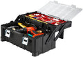KETER 22 Inch Cantilever Plastic Portable Tool Box Organizer with Metal Latches for Small Parts, Hardware and Tool Storage and Organization