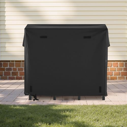 VEVOR Firewood Rack with Waterproof Cover, 4 ft Outdoor Firewood Holder, 1/4 Cord Storage Metal Log Holder, 400lb Max Weight Capacity, Full Covered, Powder-Coated Wood Storage Rack for Fireplace Deck