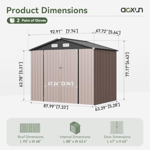 Aoxun 8x6 FT Shed Outdoor Storage Shed with Floor Brown