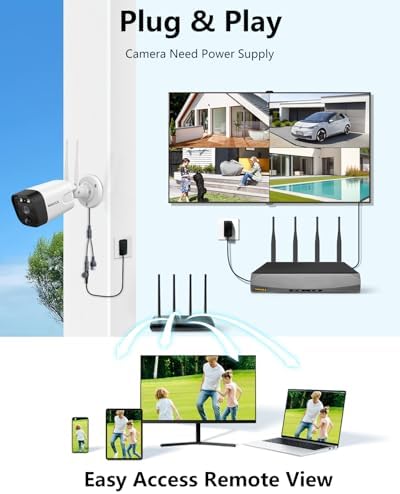 5MP Wireless Security Camera System 16CH NVR Outdoor WiFi Cameras 1TB HDD