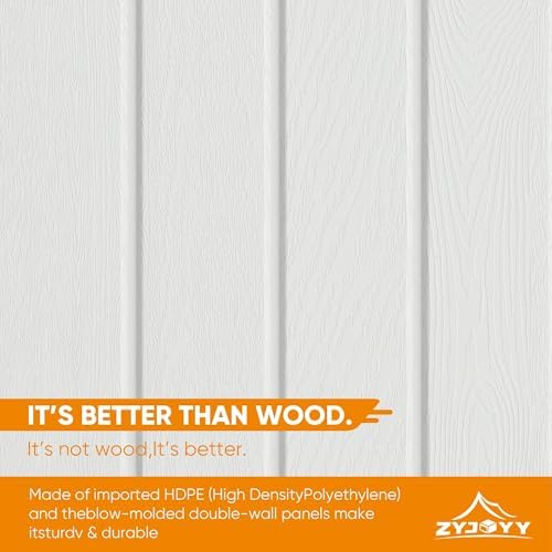 ZYJOYY Outdoor Storage Shed, 59 Cuft Outside Waterproof Storage Cabinet, HDPE Resin Plastic 385 Gallon Outdoor Storage Container, Vertical Lockable Storage Shed (Light Grey, 59 cuft/No Shelves)